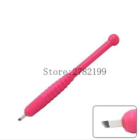 Caneta com Lâmina Rosa Descartáveis Microblading Agulha 12 9 Pin – 18u Microlading Manual Caneta Microblade Ferramenta Pcs 10