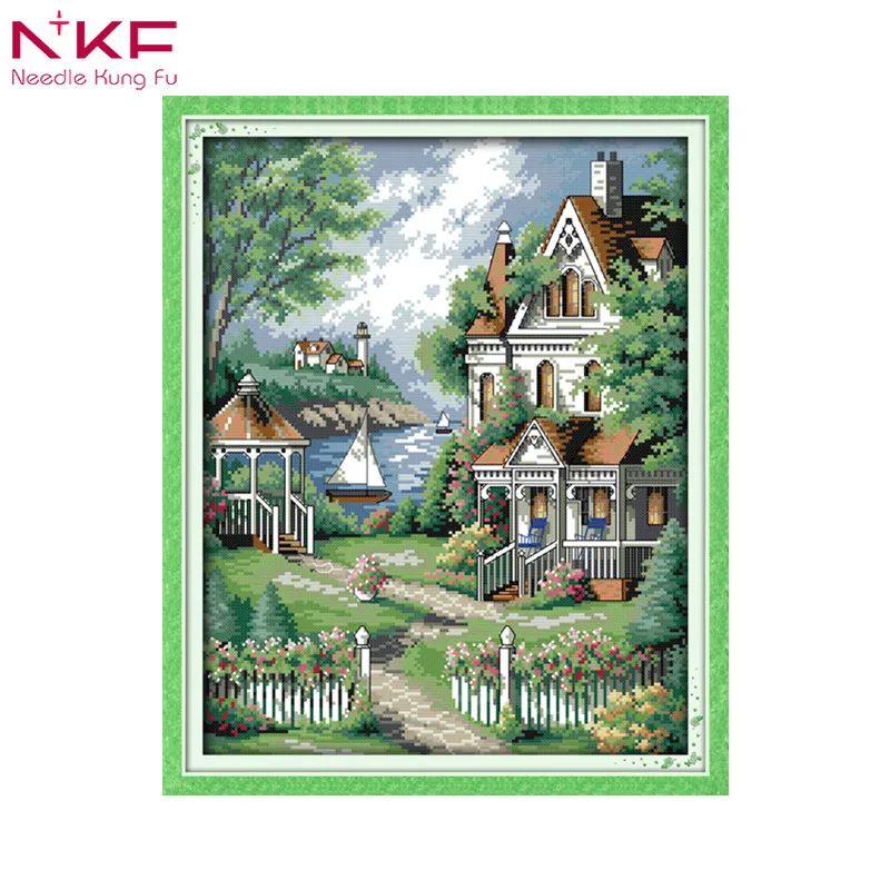

European-style villa counted patterns print on canvas cross stitch kit chinese embroidery needlework sets diy landscape decor