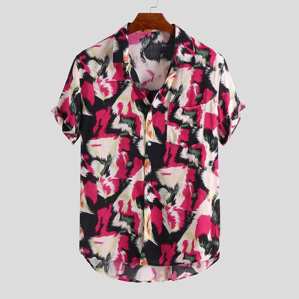 Мужская футболка с принтом на груди и карманом отложным воротником homme camiseta