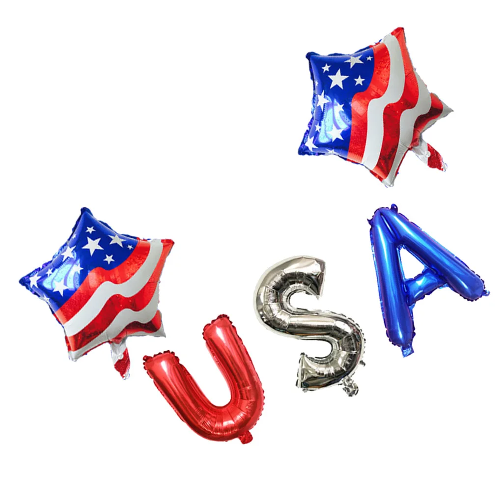 American Flag Ball Decoration US Flag Star Striped Patriotic Foil Balloons 4th Of July National Day Decor