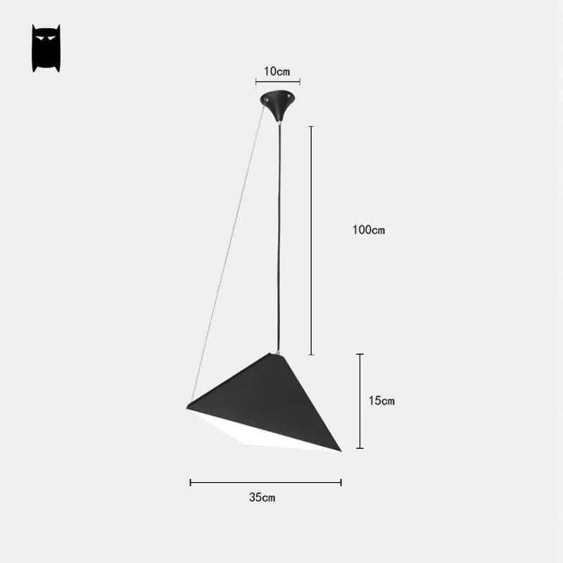 Матовый белый черный железный геометрический треугольный подвесной светильник скандинавский минималистичный подвесной потолочный светильник дизайн для столовой бара
