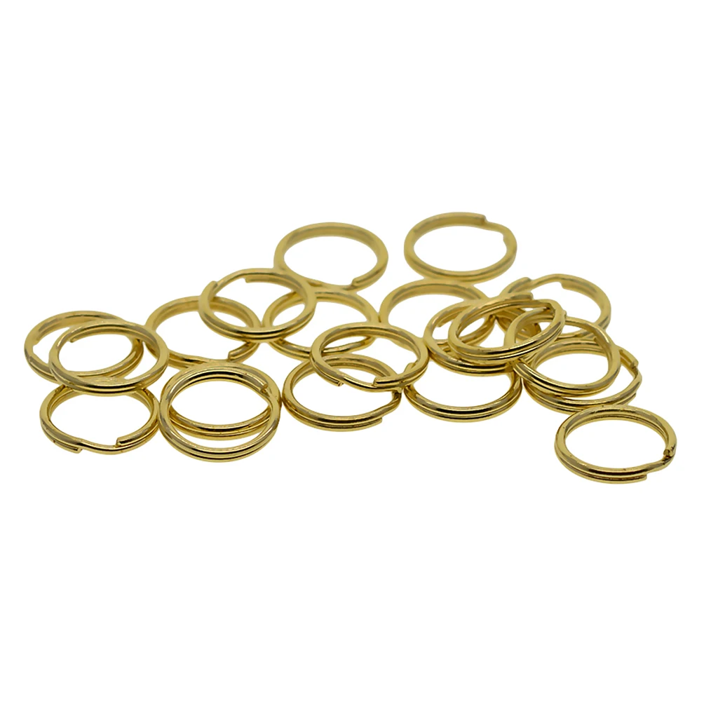 20 Pcs 15mm High Quality Round Solid Brass Split Key Ring Chain Hook Hardware Keychains for DIY Accessories
