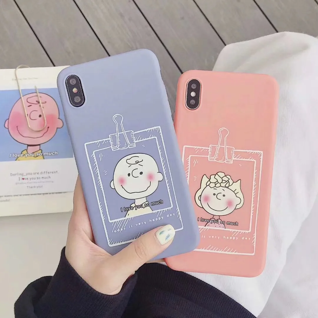 

Best selling cartoon anime Japan cute Charlie Sally case for iPhone XR XS MAX 8 7 6S 6Plus candy soft TPU back cover fundas Capa