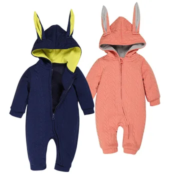 

Baby Toddler Rompers Long Rabbit Ears Hooded Jumpsuits Cotton Fleece Warm Costumes Newborn Baby Clothes Autumn Winter Outerwear