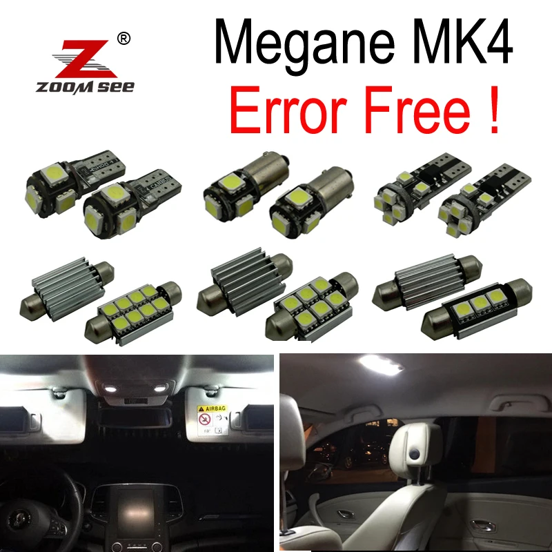 

8pc x Error Free Car Parts LED bulb Interior Reading map dome Light Kit for Renault Megane IV 4 MK4 (2016-2018)