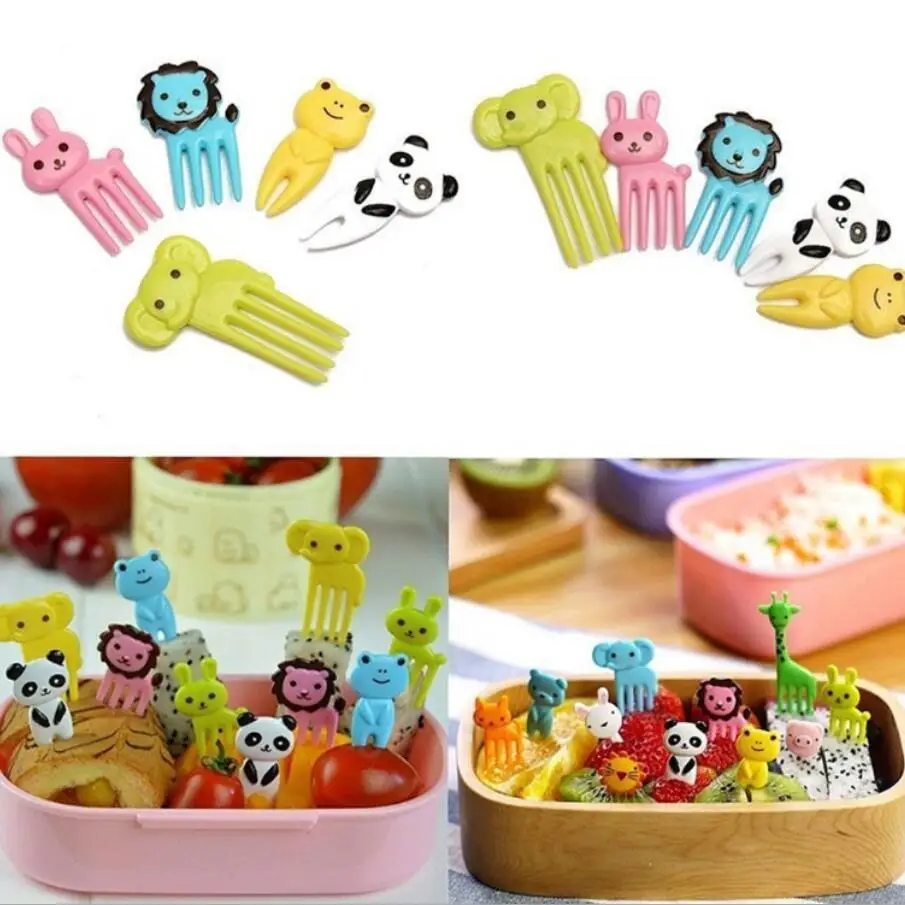 10pcs/set Fruit fork Kids Cute Fork Cutlery Baby Food Feeding Tableware Toddler Dinnerware Portable Utensil Infant Tableware