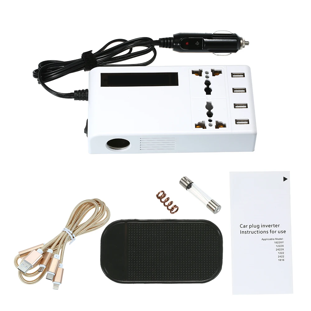 

DC12V/24V To AC100V-230V Auto Car Power Converter Inverter Adapter Charger Variable Automobile Cigarette Lighter With USB Charge