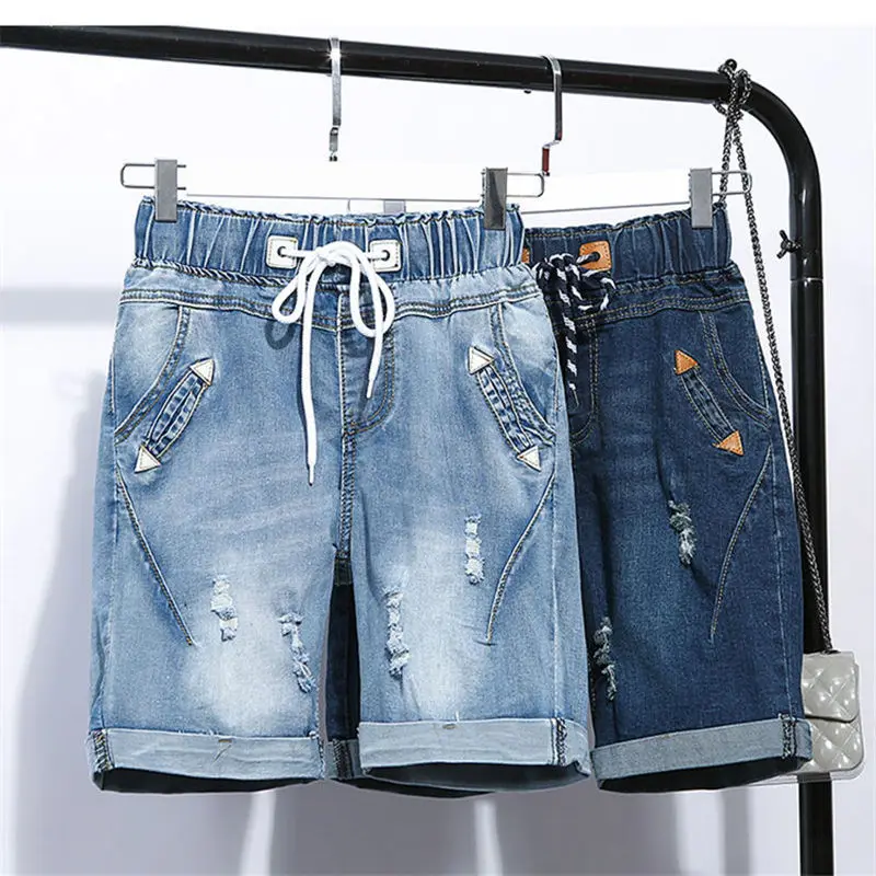 Loose blue jeans straight pants high waist slim trousers