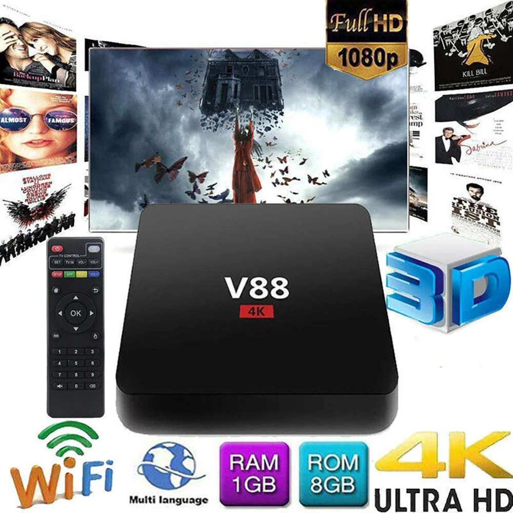 

V88 Android 7.1 OS HD Smart TV BOX 4K RK3229 Quad Core 1+8GB WIFI Media Player Quad Core 1080P HD WiFi Smart TV BOX Media Player