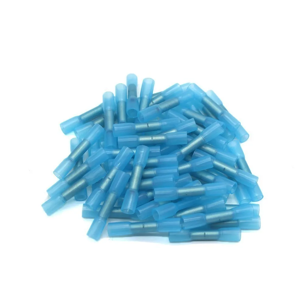 

100PCS BHT2 16-14AWG 1.5-2.5mm2 Splice Butt Heat Shrink Tube Joint Crimp Terminal,Heat Shrinkable Butt Waterproof Connector