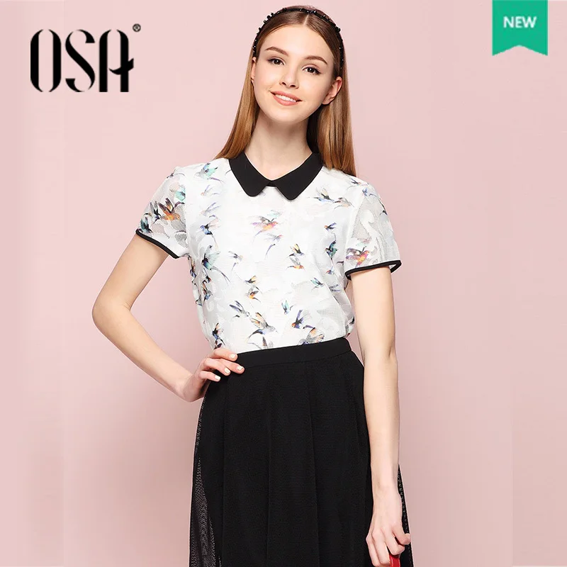 OSA Summer 2015 Women's Exquisite Fashion Chiffon Blouse White Floral