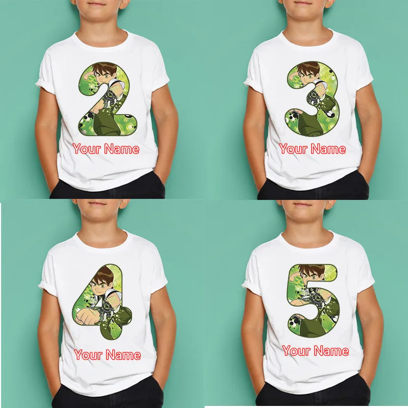 

Boys/Girls Ben 10 Birthday Number T Shirt Kids Happy Birthday Short Sleeve Tops Children's Masks Birthday Gift,Dropshipping