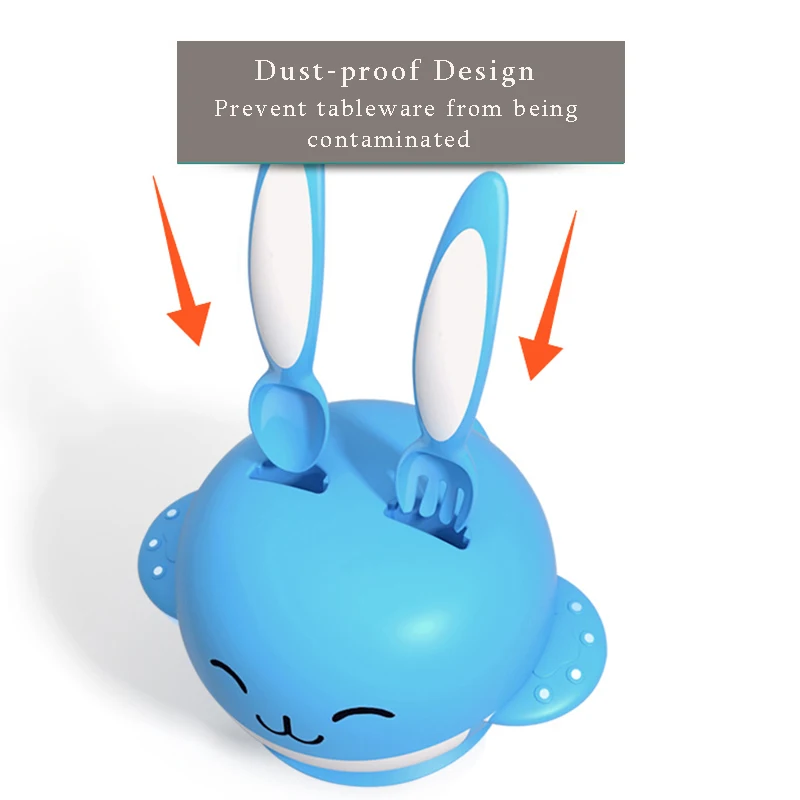 Sucker Bowl Rabbit Sucker Baby Dish Spoon Fork Food Container Tableware For Baby Kids Training Dishes BPA Free 6pcs / Set Sucker Bowl Rabbit Sucker Baby Dish Spoon Fork Food Container Tableware For Baby Kids Training Dishes BPA Free 6pcs / Set