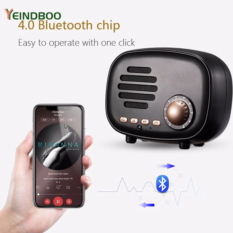 

Retro Bluetooth Speaker Vintage Mini Bluetooth Speaker Nostalgic Heavy Bass 3D Stereo Surround HiFi Sound Effects TF USB