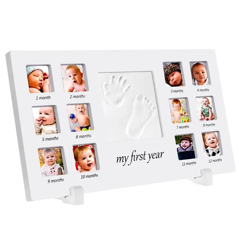

Newborn Hand and Foot Prints Print Mud Photo Frame One Year Old Baby Infants Photos DIY Gifts Commemorative Photography Table De