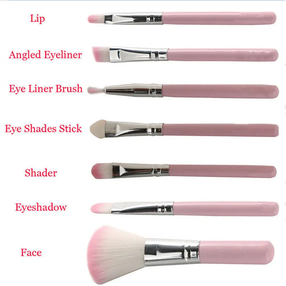 

7 pcs Professional Makeup Brushes Set Powder Foundation Eyeshadow pink Make Up Brushes Cosmetics Soft Synthetic Hair