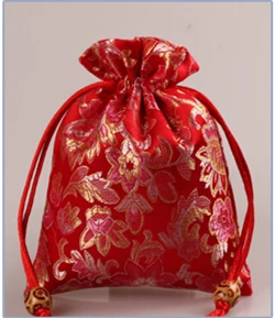 Вишневый цветок шелковая парча ткань веревка для подарочного пакета ювелирные изделия из Китая мешок высокого качества маленькие тканевые сумки упаковка 3 шт./партия - Цвет: red flower