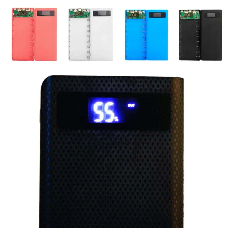 

3 Ports Input Dual USB Output LED Light 8x 18650 Battery DIY Power Bank Box Holder Case For Mobile Phone Tablet PC