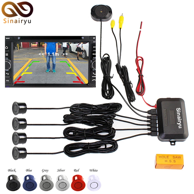 LCD Wire Video Parking Sensor Reverse Backup Radar Assistance Auto parking Monitor Digital Display and Step