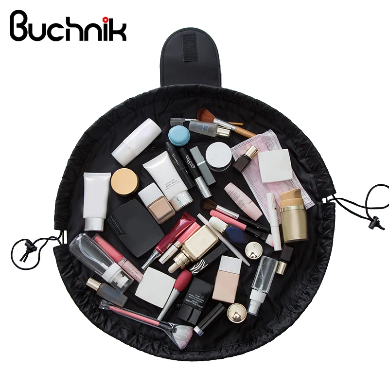 

Women Solid Color Drawstring Shrink Cosmetic Bag Large Capacity Portable Pouch Storage Beauty Tools Organizer Accessorie Product