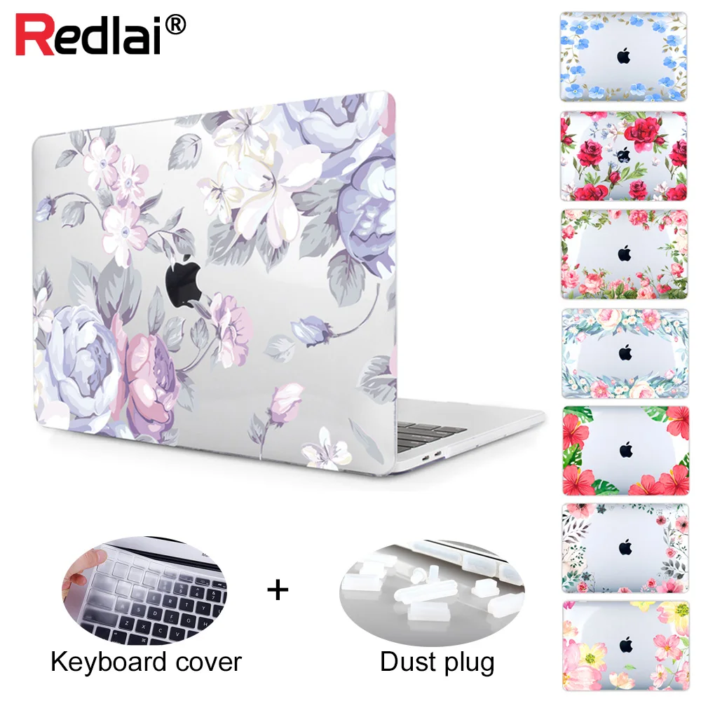 

Redlai Floral Print Hard crystal case for 2018 New Macbook Air 13 inch A1932 2018 Release with Touch ID Keyboard cover