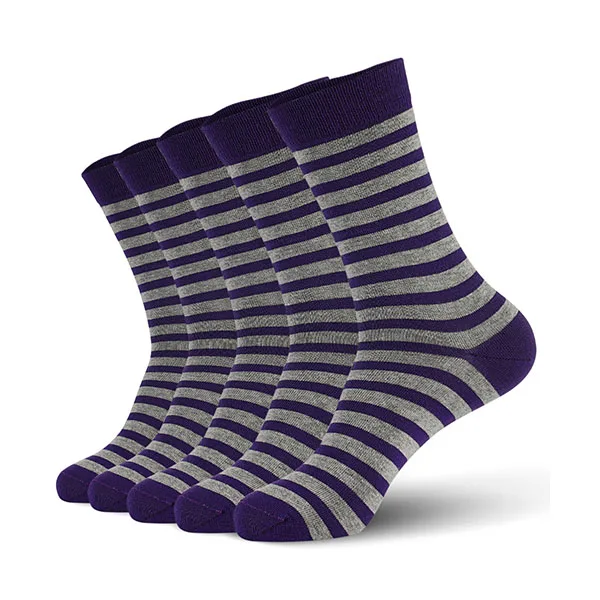 Мужские хлопковые носки, плюс размер, мужские полосатые цветные носки, 5 пар/лот, Брендовые мужские носки(EU 39-46)(US 7,0-12,0) LANGSHA - Цвет: Purple 5