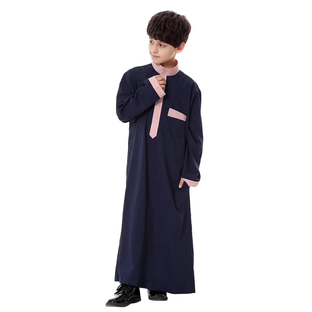 

2019 Mans Long Sleeve Solid Saudi Arab Islamic Muslim Dubai Robe for Boys free shipping Hiphop W410