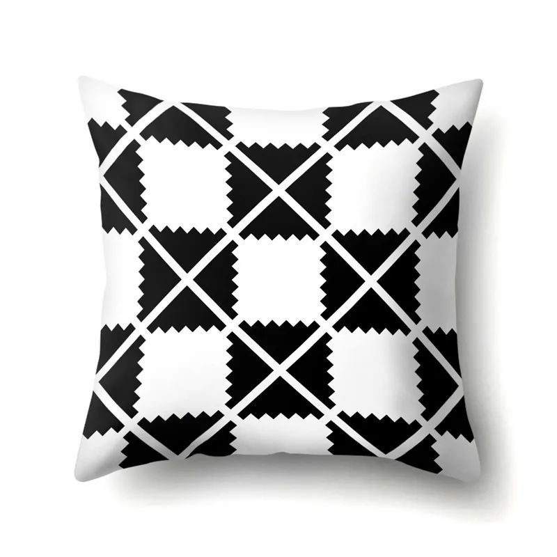 Черно-белая Классическая Геометрическая наволочка для подушки, декоративные подушки из полиэстера, диванные подушки 45*45, наволочка с рисунком, 40525-1 - Цвет: 40525-027