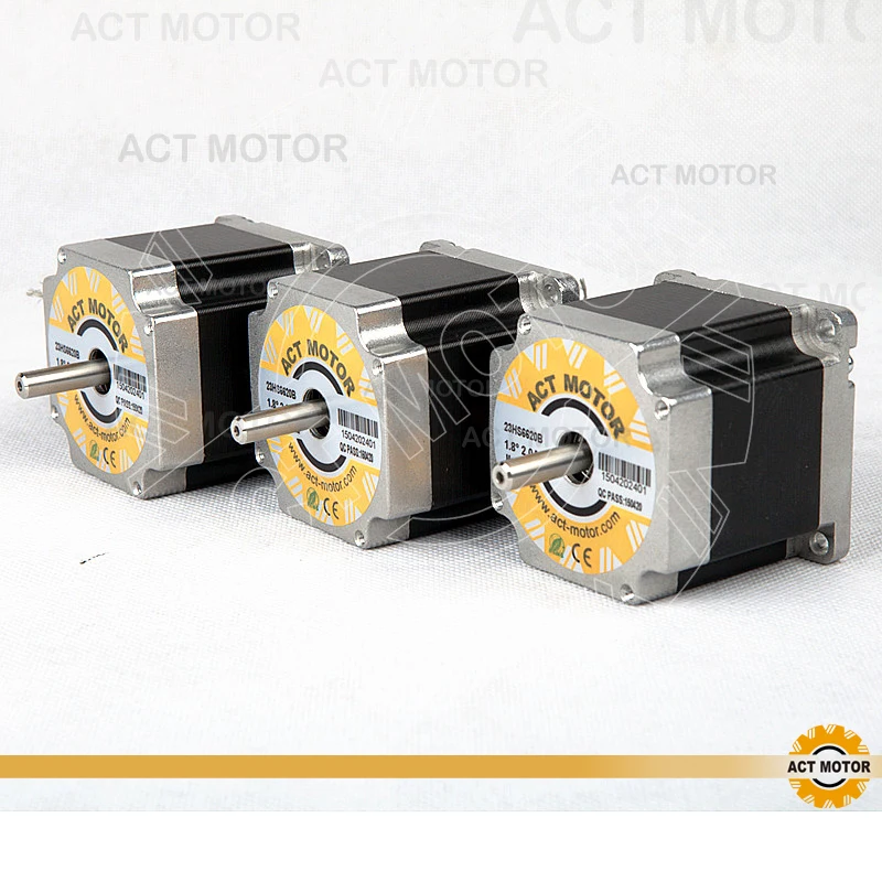 

ACT Motor 3PCS Nema23 Stepper Motor 23HS6620B Dual Shaft 185oz-in 56mm 2A 6-lead 2Phase CE ROHS ISO CNC Router Metal Engraving