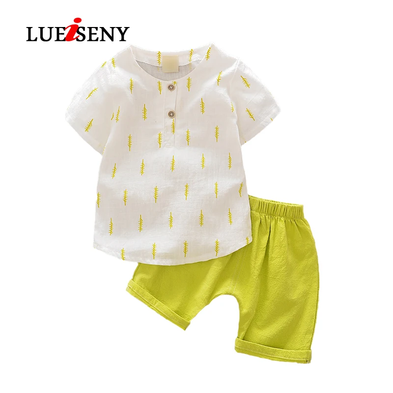 LUEISENY Baby Clothes Cotton Short Sleeve Cartoon Boys Clothe Sets Summer Boy Clothing Set |