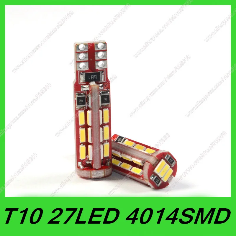 

100pcs T10 canbus led 194 168 192 27led SMD4014 Canbus Error Free LED Car Auto Marker Parking Clearance Light Bulb Lamp DC12V