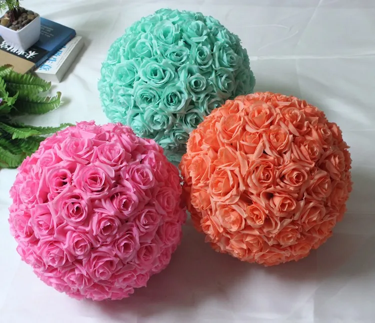 12inch 25cm Wedding Decoration Centerpieces Artificial Silk Flower 12inch 25cm Wedding Decoration Centerpieces Artificial Silk Flower Ball Kissing Pomanders For Marriage In Decorative Flowers