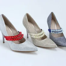 Имитация жемчуга каблуки ремешок аксессуары для отделки обуви эластичные ремешки для женщин 1 пара шнурков