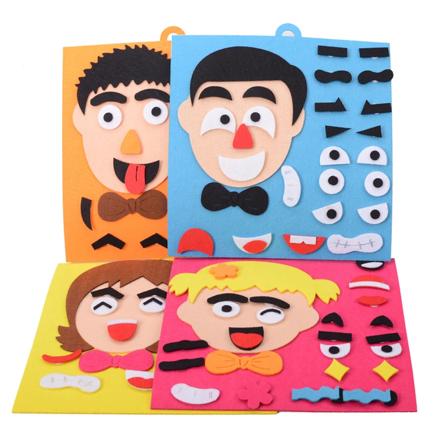 Нетканые 3D пять выражений лица DIY головоломки для сборки 30*30 см пять чувствительных органов Развивающие игрушки для детей