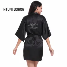 Горный хрусталь Атлас невесты свадебное платье для невесты женское Короткое Кимоно Гейша ночная рубашка s-xxl