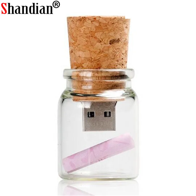 

SHANDIAN Creative Wishing bottle Pendrive New Arrival Pen Drive drift bottle USB Flash Drive 4GB 8GB 16GB 32GB 64GB Memory Stick