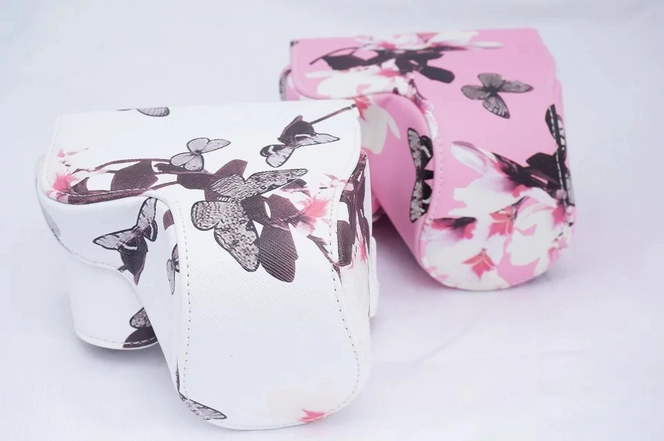 

Butterfly Pattern PU Case For Sony A6000 A6300 Camera Bag PU leather Protective Cover Pouch+Shoulder Strap