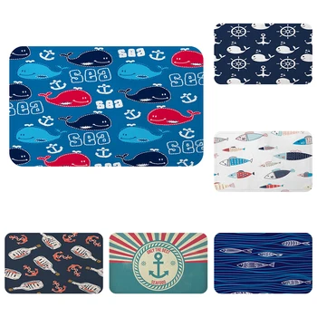 

Mediterranean Whale Anchor Fish Ship Mat Bath Carpet Decorative Anti-Slip Mats Room Car Floor Bar Rugs Door Home Decor Kids Gift
