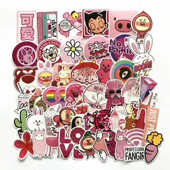 

TD ZW 50Pcs Pink Girl Cute Cartoon Stickers For Skateboard Laptop Luggage Fridge Phone Styling Sticker
