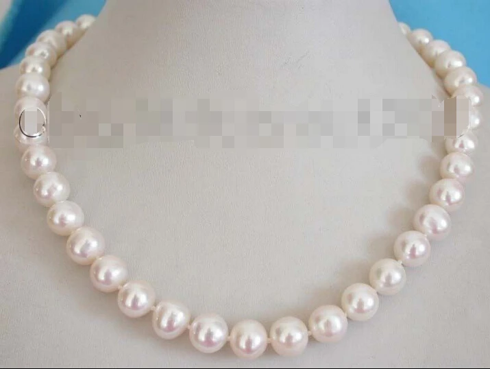 

17" Genuine Natural 11mm White Round Pearl Necklace 925silver clasp #f1168!^^^@^Noble style Natural Fine jewe SHIPPING (C0309)