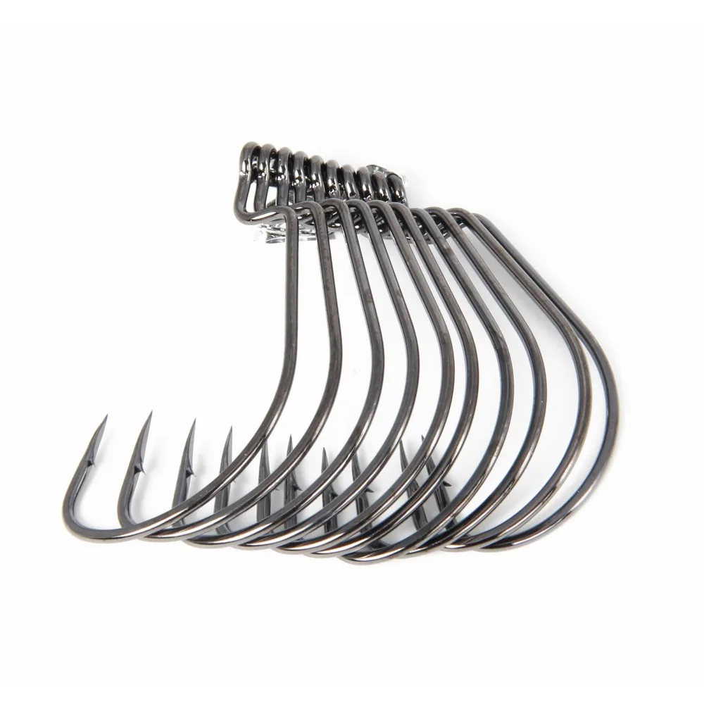 

Angler Dream 10 PC/LOT Worm Hooks Extra Wide Gap Barbed Fishing Hook for Soft Lure Black Nickle Sea Fishing Tackle