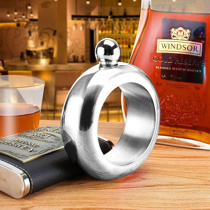 

O" shape 3.5 Ounce 304 stainless steel Bracelet hip flask silver/Golden/Rose golden portable wine bottle wine gift