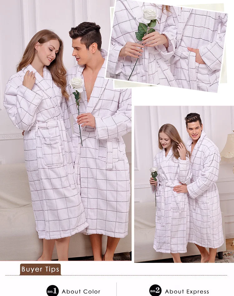 Зима-осень толстое полотенце мужчин женский халат дамы Домашняя одежда мужской пижамы для отдыха пижамы длинные мягкие теплые домашние