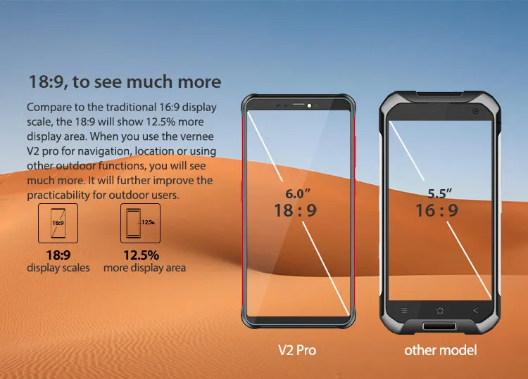 VERNEE V2 PRO 6GB RAM 64GB Helio P23 MTK6763 2.0GHz Octa Core 5.99 Inch IPS Corning Gorilla Glass FHD+ Full Screen Quad Camera IP68 Waterproof Android 8.1 4G LTE Smartphone