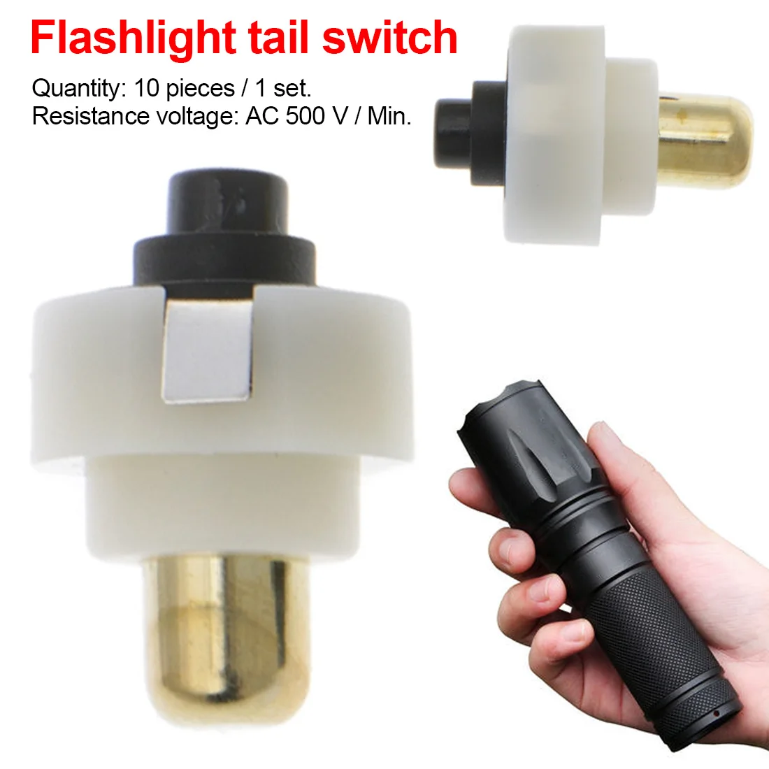

Diameter 20mm LED Flashlight Push Button Switch ON/ OFF Electric Torch Tail Switch 10PCS/lot
