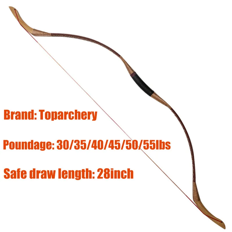 Arco do Cavalo Tiro ao Alvo Longbow para Esportes ao ar Toparchery Caça Arcos Tradicional Livre 30-55lbs 2 Arco e flecha