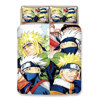 

Japan Anime 3D yellow Comic Bedding Set soft Pillowcase fashion Cartoon Duvet Cover Set 3pcs Children pattern quilt cover sets