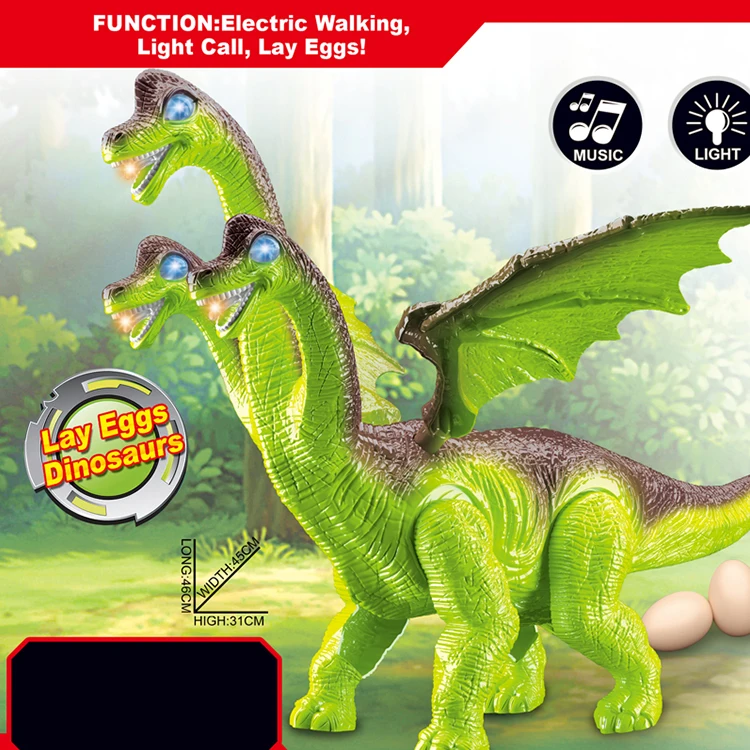 Электронная модель динозавра, игрушки для прогулок, трехглавый дракон, модель животного, детская головоломка, электрическая ходьба, яйца, детские игрушки