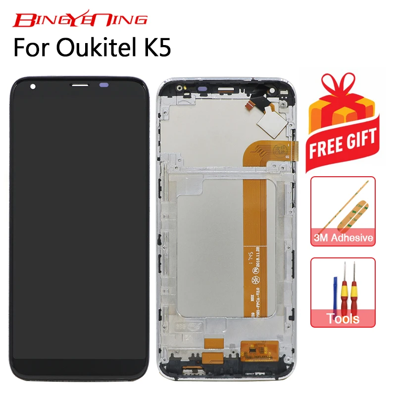 

BingYeNing New Original For OUKITEL K5 Touch Screen + LCD Display+Frame Assembly Replacement
