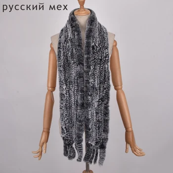 

Long Real Rex Rabbit Fur knitting Scarf Thick Knitted Ladies Real Rex Rabbit Fur Long Scarf Women's & Men Winter Neck Warm Necke